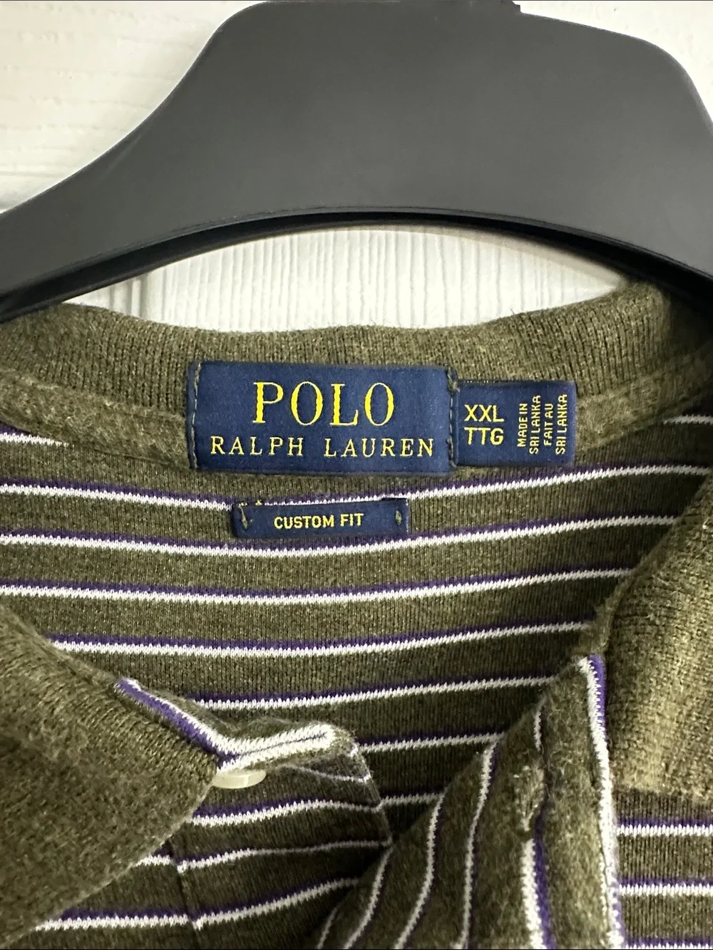 Polo by Ralph Lauren Olive Green and White Striped Polo
